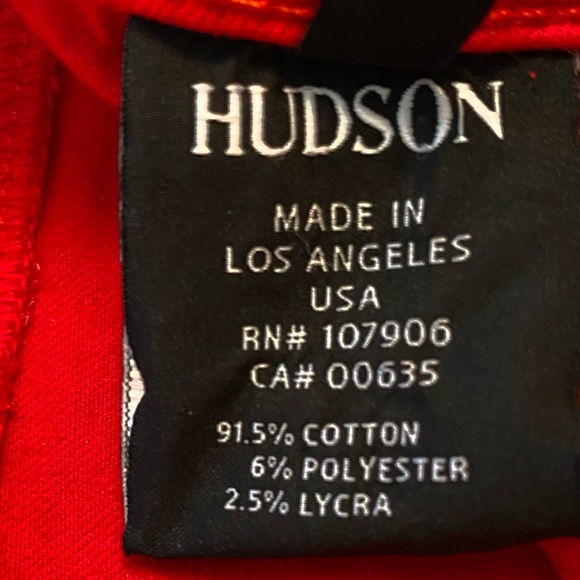 HUDSON Jeans Holiday Red Colette Midrise Skinny Size 27 Waist 28” Inseam 31.5”. - Picture 8 of 10